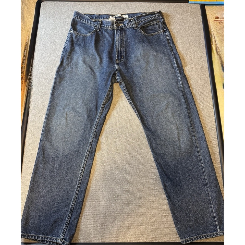 Harley Davidson Men's Medium Wash Denim Jeans 38 X32 5-Pocket Traditional, Biker